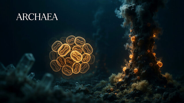 Microscopic view of archaea microorganisms living near a deepsea hydrothermal vent