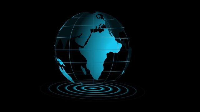 Globe digital news background, global earth rotating Digital World News Studio Background for news report and breaking news, Breaking News Template intro for TV broadcast news