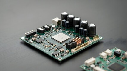 Fototapeta premium Close-Up of Electronic Circuit Board with Components and Chips