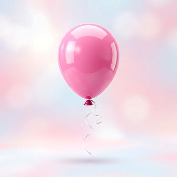 Pink balloon floating in sky with water drops