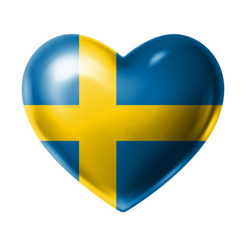 SWEDEN Flag Heart Shape PNG, Love SWEDEN National Symbol Design