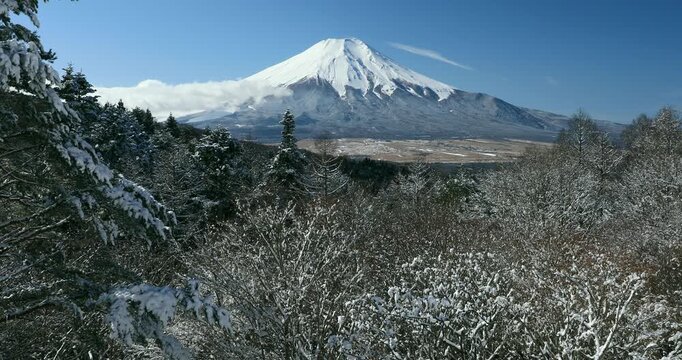 新雪の二十曲峠からの富士山
