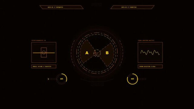 Futuristic Amber HUD Control Panel Screen with Target Scope Motion Graphics Loop