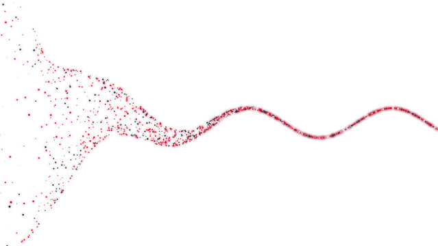 Abstract flowing wave pattern composed of numerous small red white and dark circles