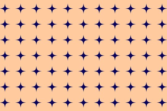 Mid-century modern seamless pattern with four-pointed starbursts on beige background for textile printing, wrapping paper, wallpaper, social media backgrounds, branding, and mid-century retro design