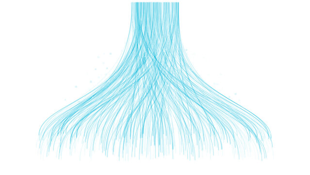 Data streaming concept with flowing blue lines and abstract circuit board pattern on black base