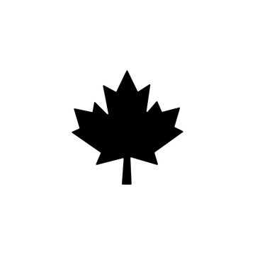 Maple Leaf Silhouette Icon Vector, Black Outline Nature Symbol Illustration