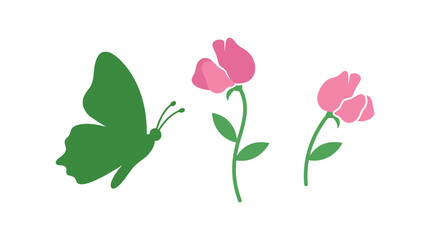 Fototapeta premium Botanical Trio of Colorful Wildflowers in Minimal Vector Style