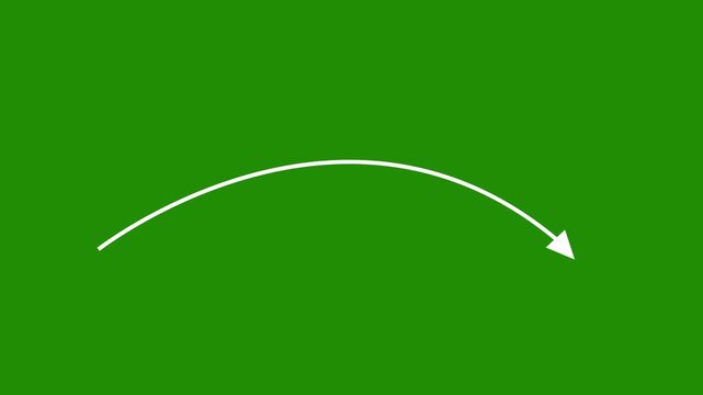 Simple white arrow pointing to the upper right corner on a solid green background