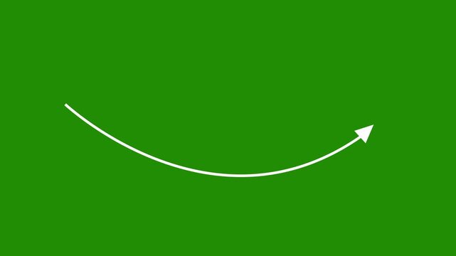 Simple white arrow pointing to the upper right corner on a solid green background
