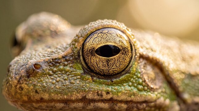 Extreme Macro Close-Up of Frog Golden Eye