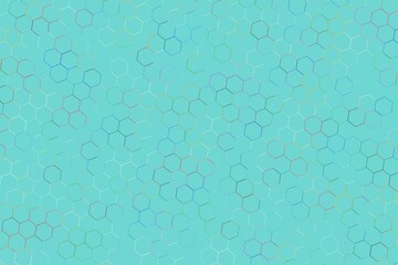 Abstract blue pattern with hexagons and watercolor textures