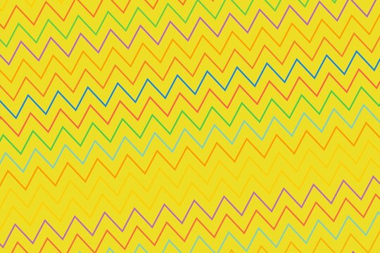 Colorful zigzag lines on yellow background