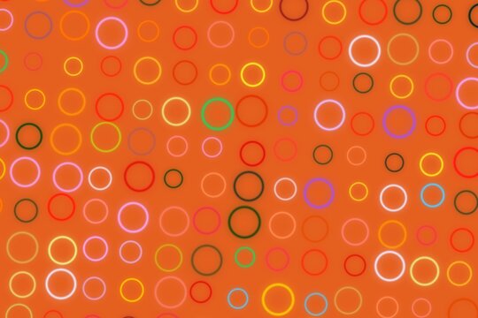 Colorful circles on orange background with abstract pattern