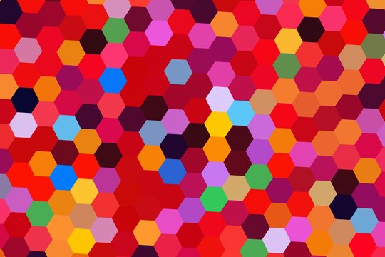 Colorful hexagon shapes pattern with bright vibrant colors