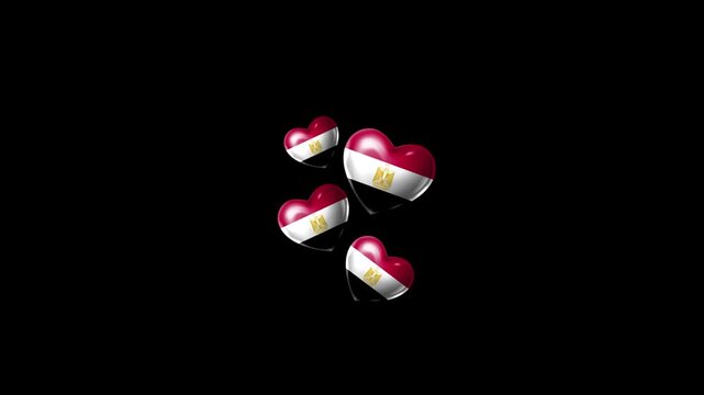 Realistic EGYPT Flag Hearts Animation, Love EGYPT National Symbol Design