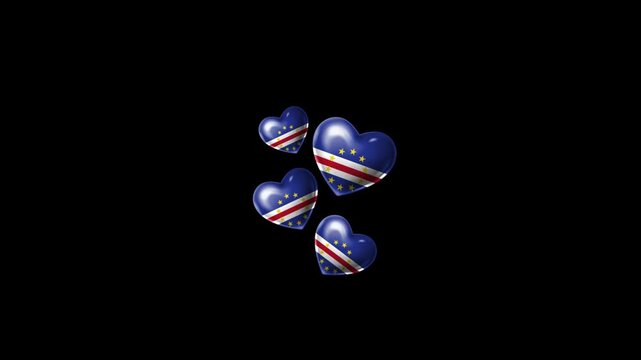 Realistic CAPE VERDE Flag Hearts Animation, Love CAPE VERDE National Symbol Design