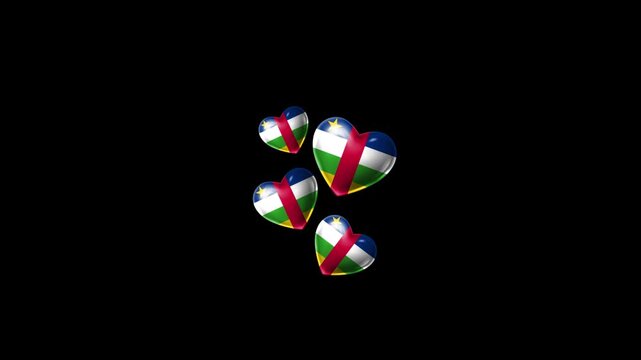 Realistic Central African Republic Flag Hearts Animation, Love Central African Republic National Symbol Design