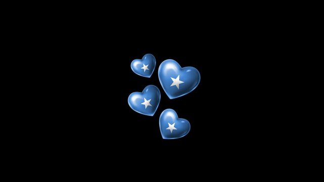 Realistic SOMALIA Flag Hearts Animation, Love SOMALIA National Symbol Design