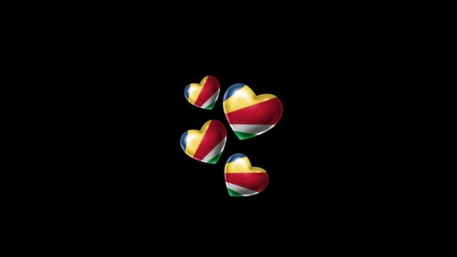 Realistic SEYCHELLES Flag Hearts Animation, Love SEYCHELLES National Symbol Design