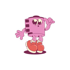 Fototapeta premium Cute Cartoon groovy video old Vector illustration