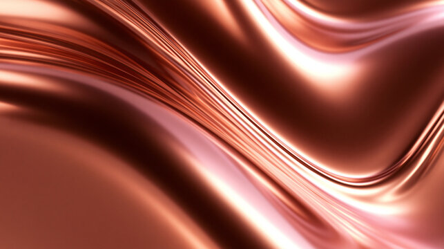 Rose Gold Liquid Metal Abstract Wave Background