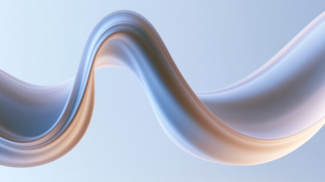 Abstract Fluid Wave 3D Rendering in Pastel Colors