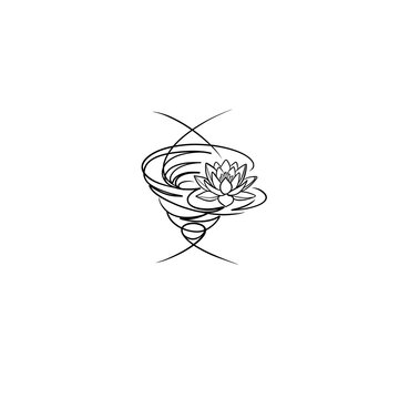 Water Element Black Line Art Icon Water Whirl Lotus