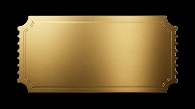 Golden ticket representing VIP access and winning on a transparent background.