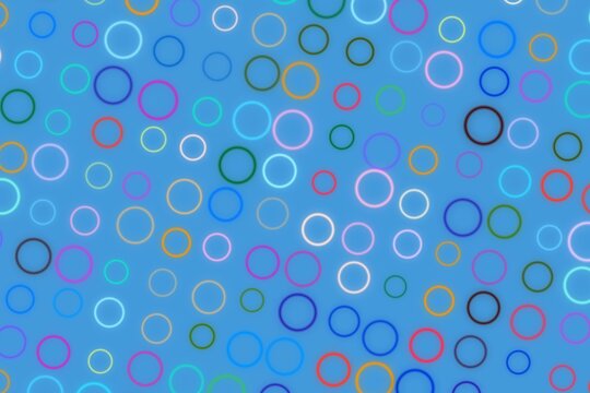 Colorful circles on blue background creating a fun pattern