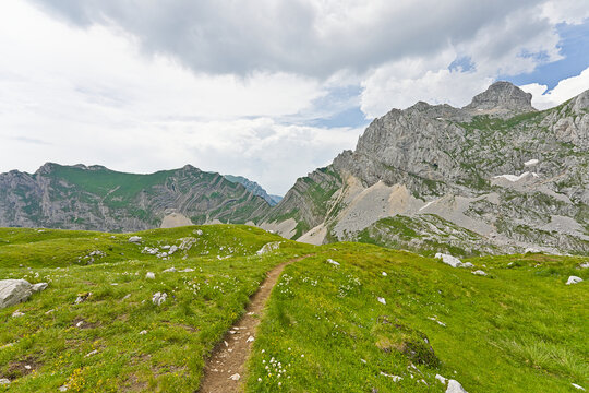 Scenic mountain hiking trail in Durmitor National Park