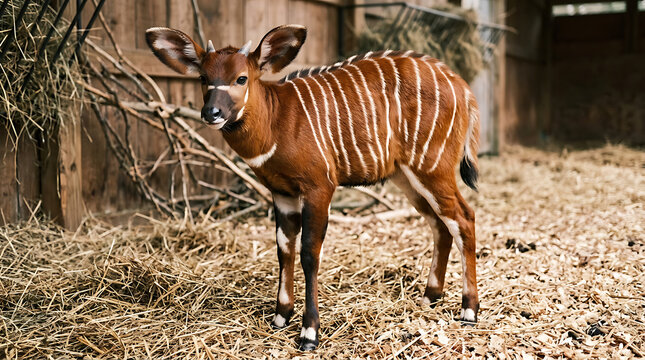 Young Bongo Antelope in Natural Habitat for Wildlife Conservation