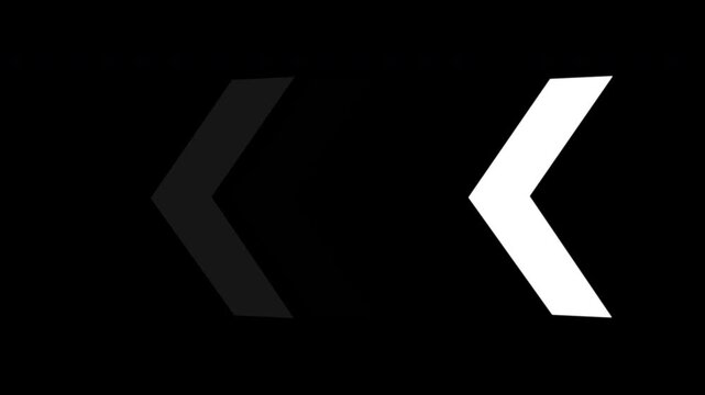 Fast forward left direction arrow motion loop with black background, animated arrows for the overlay video layer, abstract directional arrow loading bar animation, arrow icon concept animation, 4k