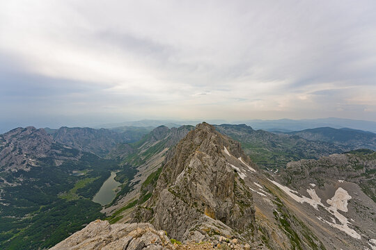Panoramic view of Bobotov Kuk mountainunder dramatic cloudy sky