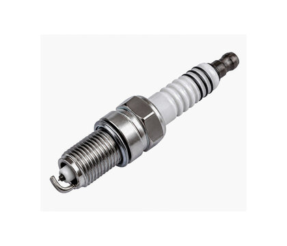 Car engine spark plug isolated on a clean white background for automotive repair