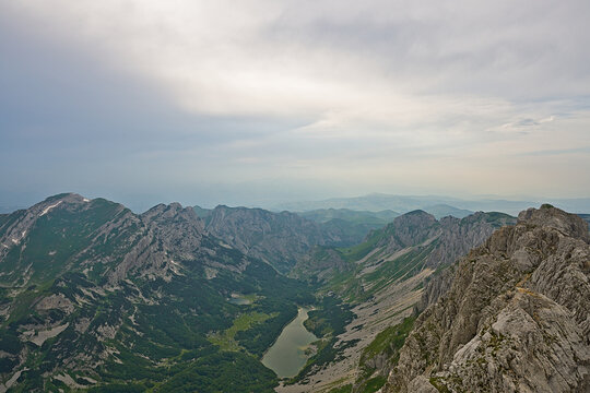 Panoramic view of Bobotov Kuk mountainunder dramatic cloudy sky