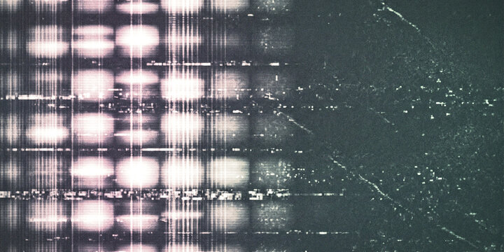 Subtle green tint digital glitch texture with glowing grid elements for creative media.