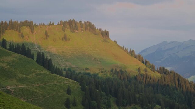 mountain range and mountains in the alps 4K camera pan
