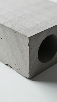 A concrete block with a hole in it, suitable for various construction or DIY projects
