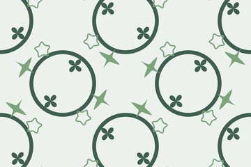 Leaves and star flowers seamless background in jade © Collorio