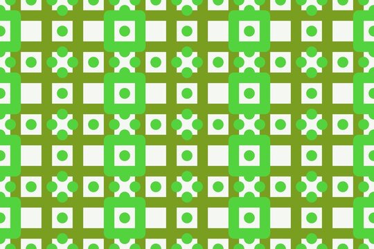 Hand drawn kaleidoscope maze lines seamless repeat pattern in green