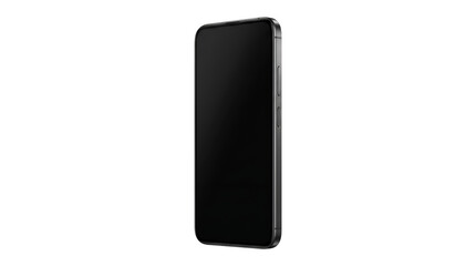 Modern black smartphone with blank screen held in upright position © Mustafa Stock