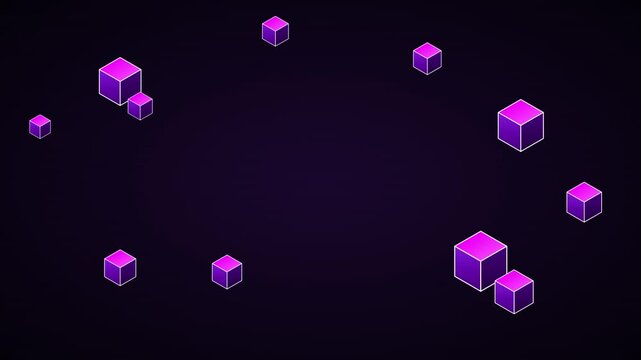 Abstract Floating Cubes in Retro Futuristic Pink