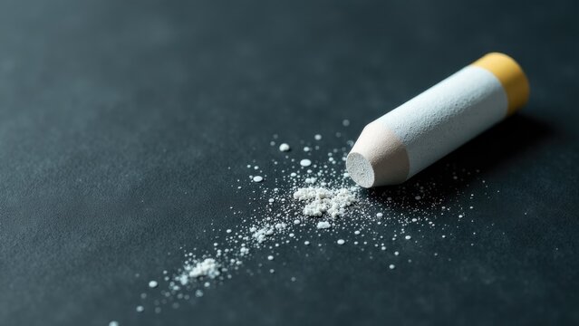 Close-up of a pencil with graphite powder on a black background, suitable for illustration or design
