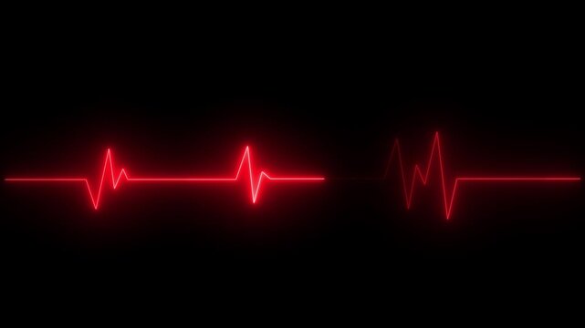 White neon ECG heartbeat pulse line on a dark background. glowing electrocardiogram wave showing medical health monitor, emergency neon heartbeat line animation 4k seamless loop animation. Heartbeat