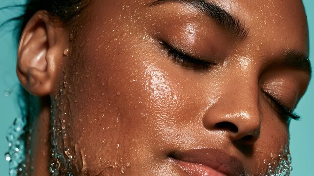 Person's face with water droplets
