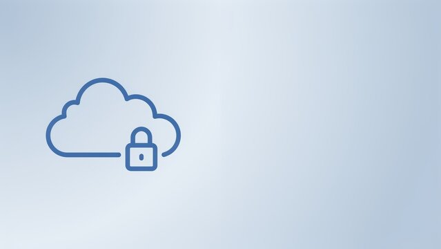 Secure cloud storage icon with locked data symbol on light blue
