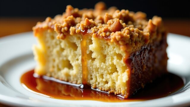 A piece of cake sitting on a plate, ready to be served
