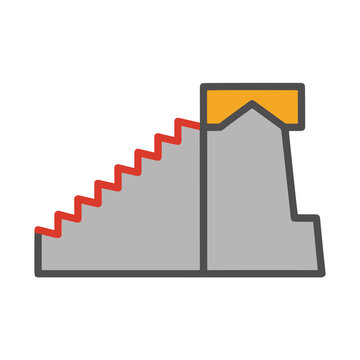Staircase icon with red zig-zag line