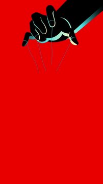 Controlling Hand with Puppet Strings, Symbolizing Manipulation, Power, Control, Influence and Authority Concept Animation
